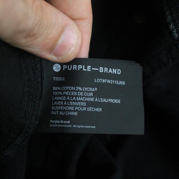 Purple Brand Jeans Mens 33 P001 Low Rise Slim Black Paint Splatter Streetwear - Picture 10 of 16